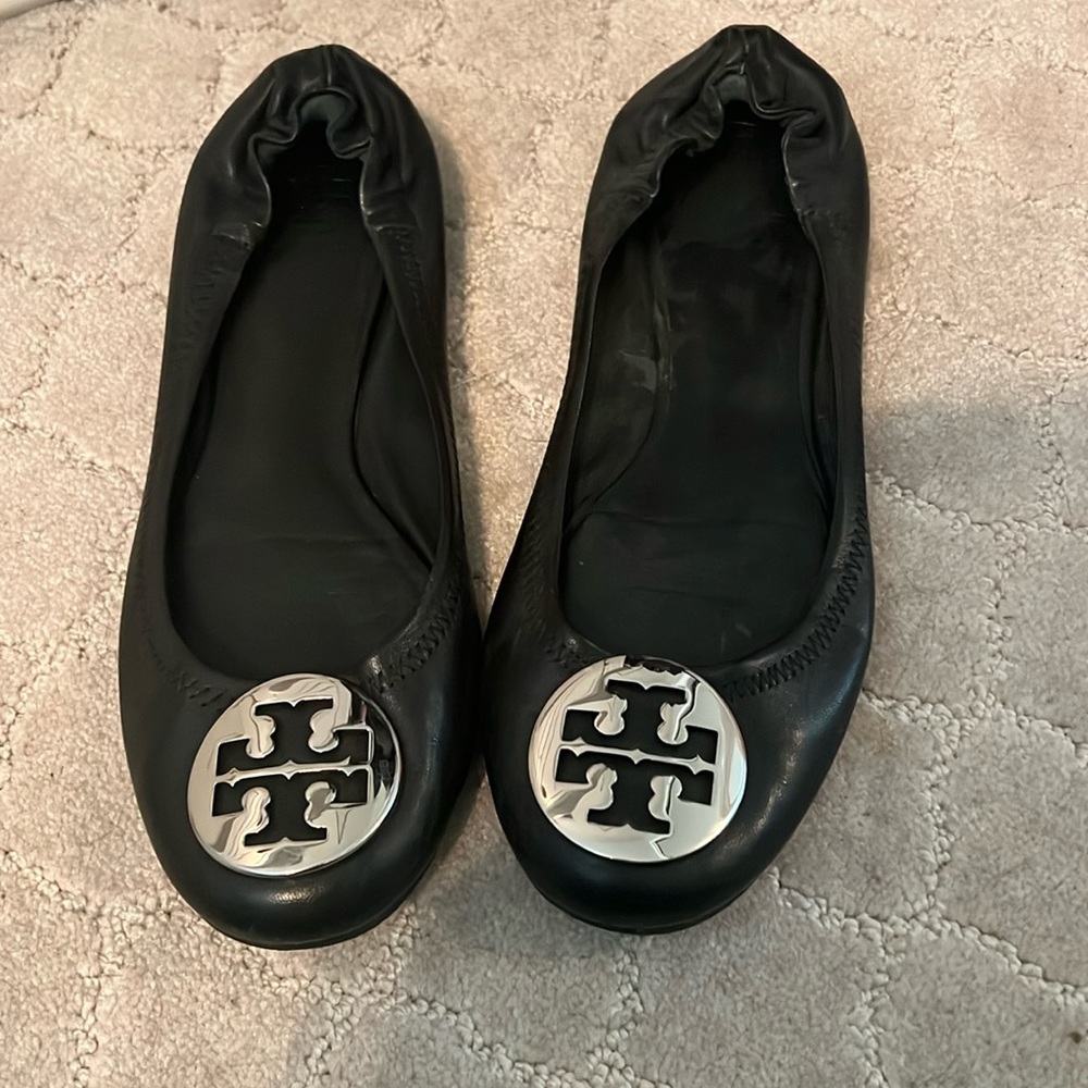 Leather Tory Burch Minnie ballet flats